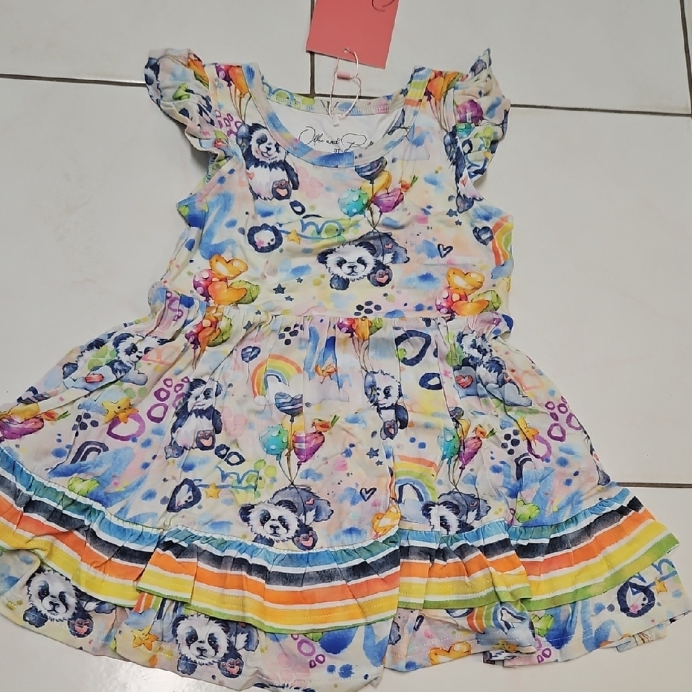 Ollee and Belle panda dress 3t